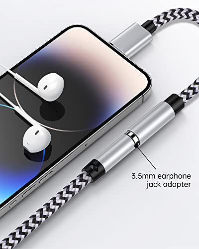 Image of 3.5mm to Lightning Adapter, Apple Dongle Jack Converter for Aux Cable Wire [Mfi Certified]2pack Male to Female Headphones /Earbuds Ox Connector for iPhone 14 Pro Max 13 12 11 XR XS SE 8 Plus iPad iPod
