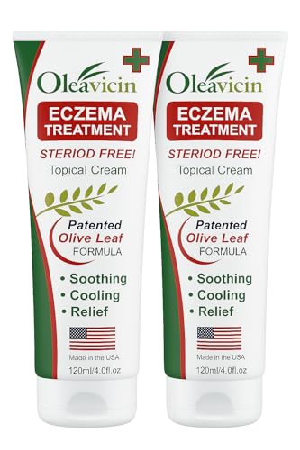 Image of Oleavicin Eczema Treatment Cream (2 Pack) - Anti Itch & Psoriasis Relief for Dry, Itchy, Irritated Skin - Steroid-Free with Organic Olive Leaf Extract - Soothing for Sensitive Skin, Kids & Adults