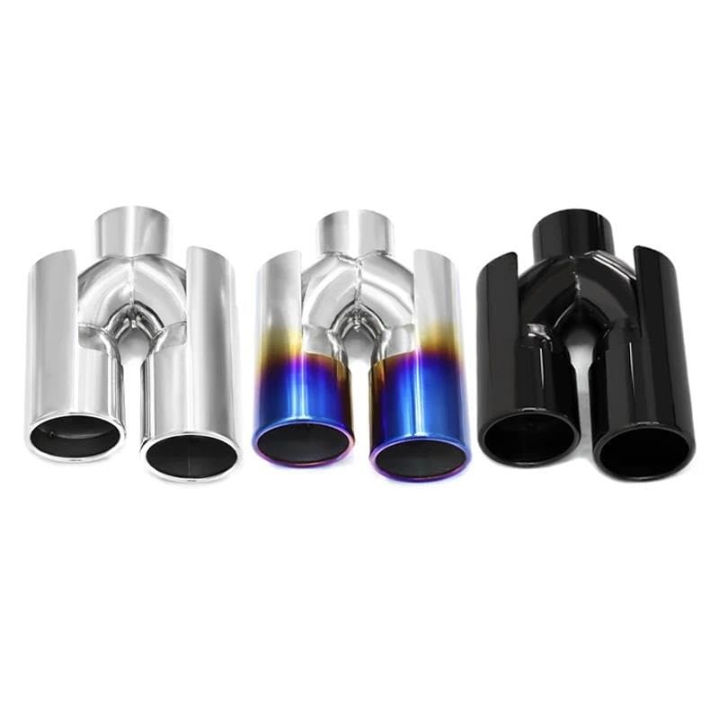Embout d'échappement double sortie 63mm universel inox argent - 5