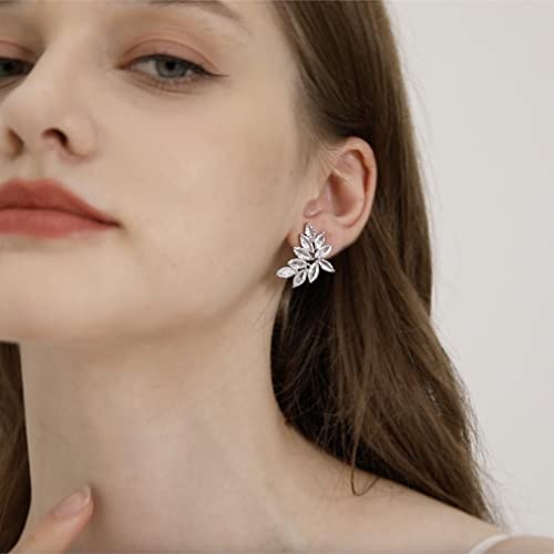 Airiqi Wedding Earrings For Brides Bridal Earrings For Wedding Bridesmaid Earrings, Rhinestone Earrings Dangling Silver Prom Earrings Cubic Zirconia Earrings Wedding Jewelry For Bride (Silver 01) #TOP6
