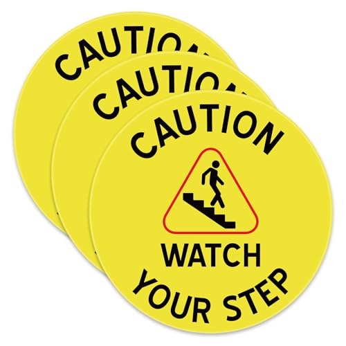 3 pezzi Caution Watch Your Step, Giallo Cartelli di Avvertimento Segnaletica di Sicurezza Adesivo Acrilico Segnale di Avvertimento Segnale di Sicurezza Autoadesivo