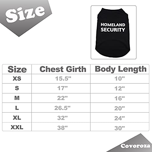 Covoroza Security Dog Shirts Lightweight Cotton Black Homeland Security Pattern Vest For Cats Small Medium Large Dogs Xl #TOP1