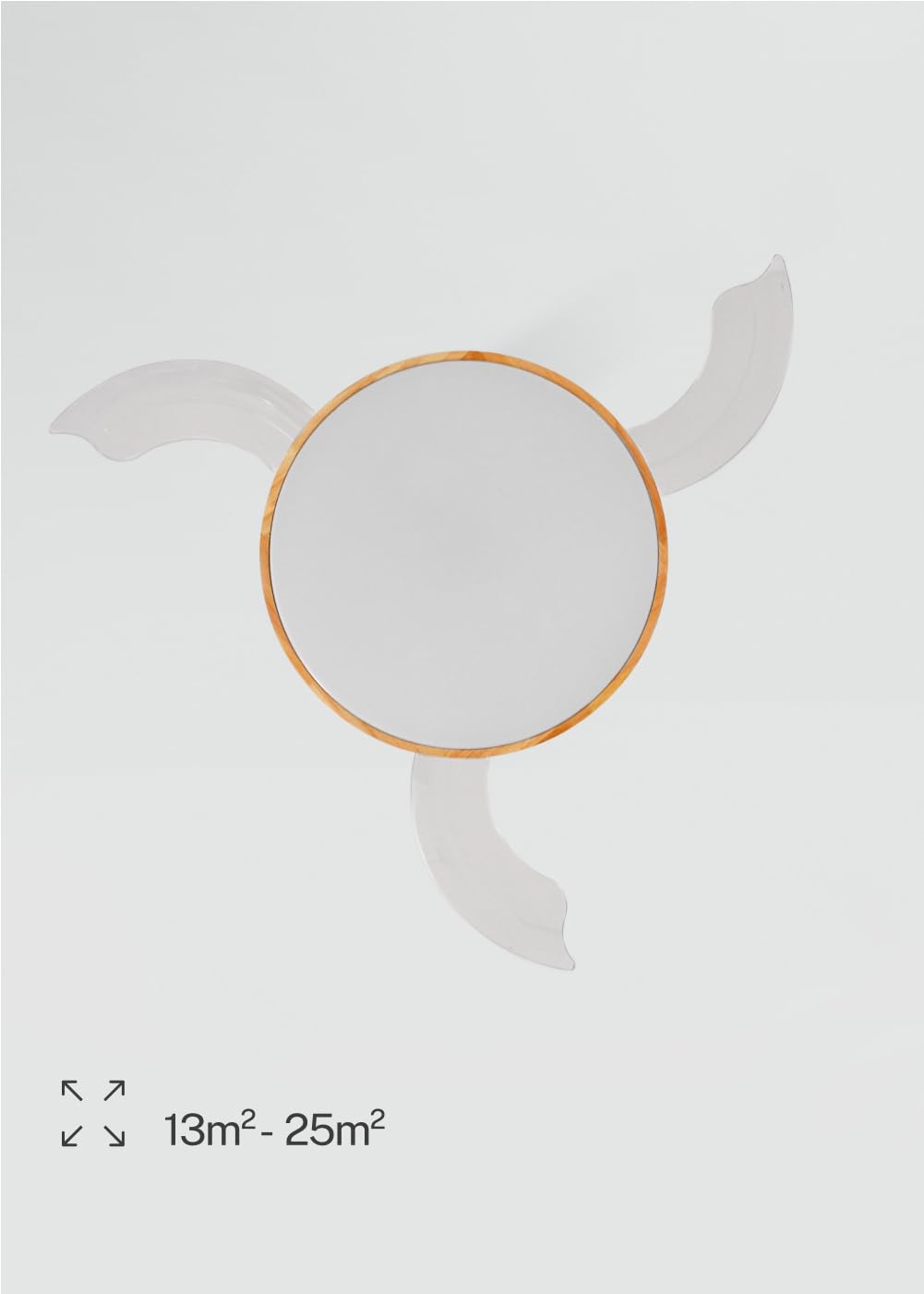 CREATE / WIND CLEAR STUDIO M/Ventilatore da soffitto con luce bianco e legno chiaro con Wifi e telecomando / 40W, Temporizzatore, Ø 108 cm, pale retrattili, 3 temperature di luce, estate-inverno