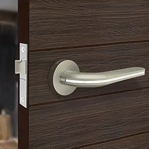 Plantex Heavy Duty Door Lock Bathroom Door Lock/Mortise Keyless Handle Set for Home/Bathroom/Store Room/Balcony/Office with Baby Latch Bathroom Accessories (7077 Satin White & Chrome Finish)