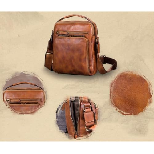 Mens Genuine Leather Shoulder Bags Casual Daypacks Waist Packs Messenger Bags Crossbody Bags Travel Bags(Black)2