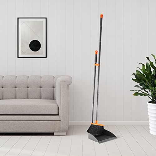 Long Handle Broom With Upright Standing Dustpan Combo For Office Home Kitchen Lobby Floor Cleaning #TOP2