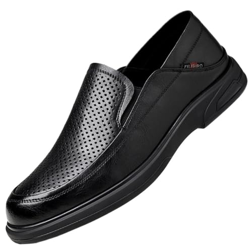 Men's Breathable Hollow Out Business Casual Dress Shoes Slip Comfortable Oxfords for Dad Age Lightweight