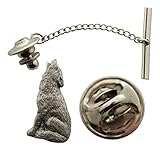 Sarah's Treats & Treasures Howling Wolf Tie Tack ~ Antiqued Pewter ~ Tie Tack or Pin - Antiqued Pewter