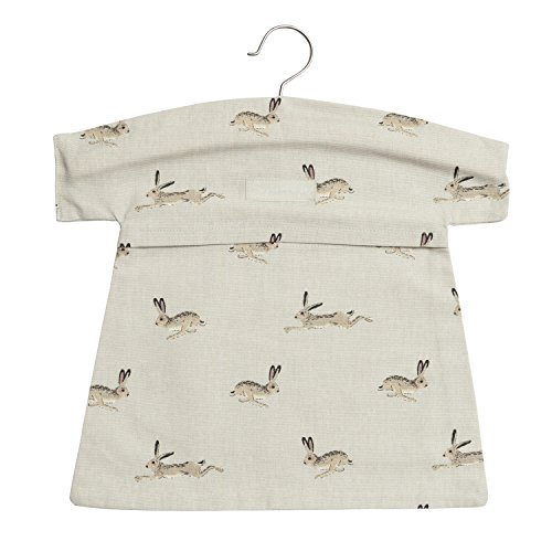 Sophie Allport - Hare Peg Bag, Clothes Peg Storage Bag, Wooden Hanger, 100% Cotton