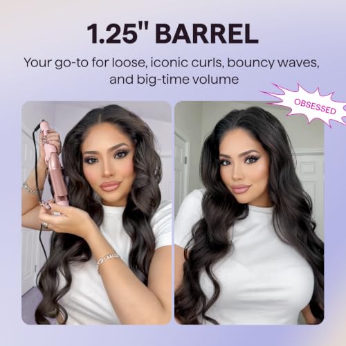Image of Wavytalk 3 in 1 Curling Wand Set, Multi Curl, Heated, Round Brush Curling Iron Set, Smooth Iron Hair Straightener, 1 1 /4 inch Curling Iron, Dual Voltage Curler (Pink)