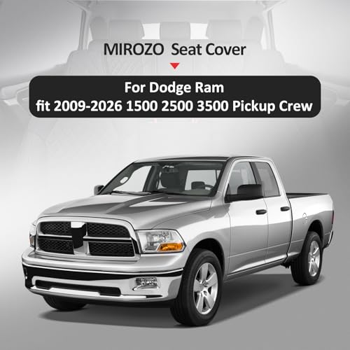 Image of MIROZO Ram Seat Covers Full Set Grey Fits for 2009-2026 Ram 1500 /2500 /3500 | Leather Ram Seat Cover,Waterproof Truck Seat Covers,Grey Seat Covers,Heavy Duty Seat Cushion With Split Flat Bench 40 /60