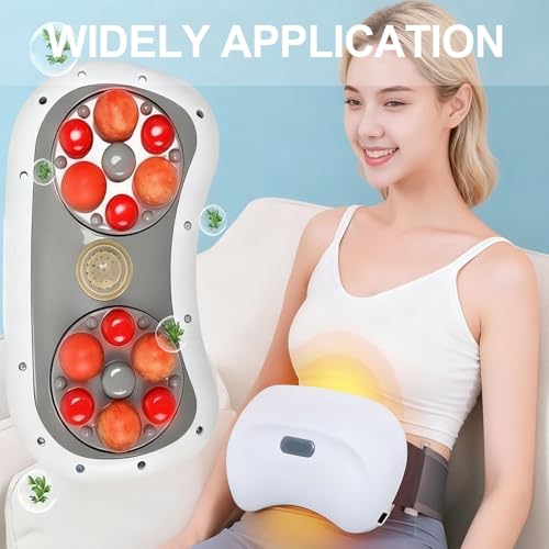 Masajeador abdominal eléctrico, instrumento de amasado para abdomen con doble disco grande, 12 imanes para masaje profundo, ajuste de 3 niveles, ajuste de temperatura de 3 velocidades, para abdomen y cintura miniatura 7