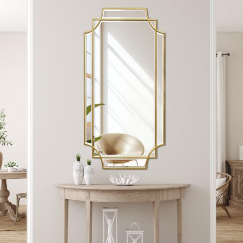 ironsmithn Mirrors for Wall, 60 x 120 cm Gold Large Wood Decor Mirror Wall - Image 7