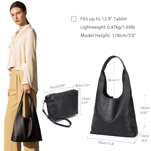 Image of Genuine Leather Hobo Tote Bag for Women