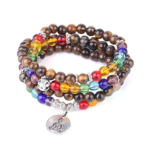 Bracelet œil de tigre contre le stress quotidien perles mala 6mm 8mm