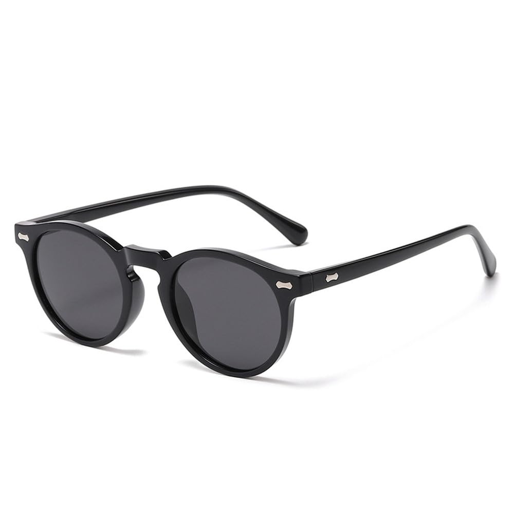 Occhiali da sole rotondi polarizzati da donna e uomo con lenti a tè, occhiali da sole vintage per esterni e guida.