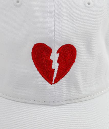 Riot Society Broken Heart Embroidered Dad Hat - White, One Size - Thumbnail 4