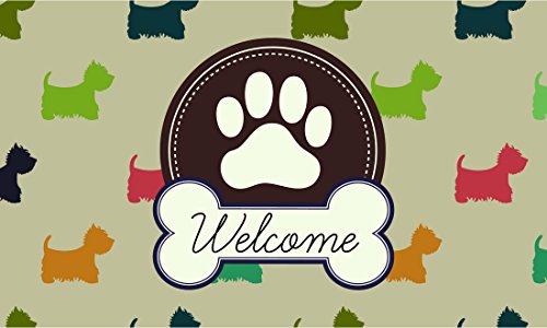 Gift Company Felpudo Welcome a 4 Huellas, Coco y PVC, Multicolor, 75 x 1.5 x 45 cm