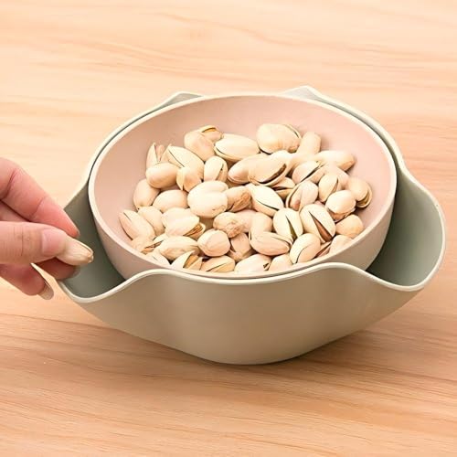 Bamboo's Grocery Double Dish Snack Bowl For Pistachios, Peanuts, Edamame, Cherries, Nuts, with Shell Storage (Green) by Bamboo's Grocery LoKii - Image 3