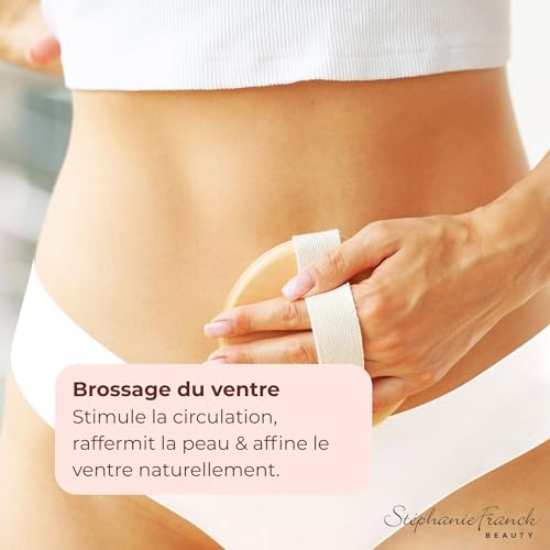 "Stephanie Franck Beauty - Brosse à Sec Corps Ronde à Poils Naturels & Picots Souples - Dry Brushing pour Circulation & Peau Plus Lisse - Force Moyenne 6/10 – vue 4