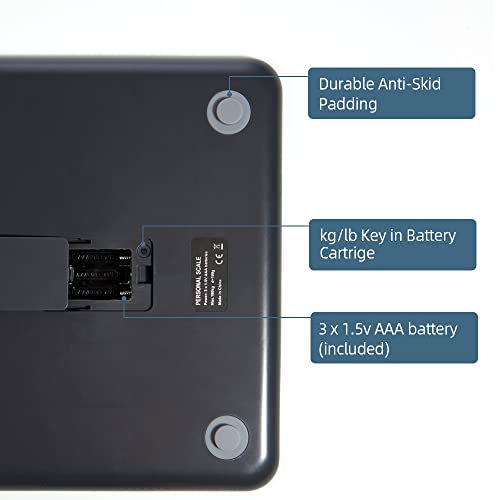 Airscale Digital Bathroom Weight Scale For People, High Accuracy Body Weighing Scale With Sleek Anti-Slip Board, 400Lbs Large Wide Platform With Bright White Led Display Aaa Battery Included #TOP5