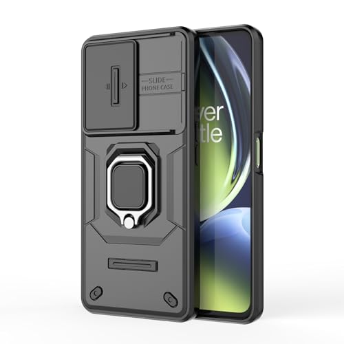 Image of Polycarbonate Camshield Pro Case With Slide Camera Protection And 360 Protection Ring Stand Bumper Back Case Cover For Oneplus Nord Ce 3 Lite 5G (Black)