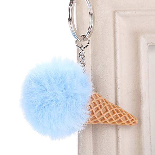 Preisvergleich Produktbild Schlüsselbund Eiscreme Keychain Weiche Artificial Rex-Kaninchen-Haar-Kugel-Schlüsselan... Frauen Umhängetasche Auto PendantGift (Color : YSQ Light Blue)
