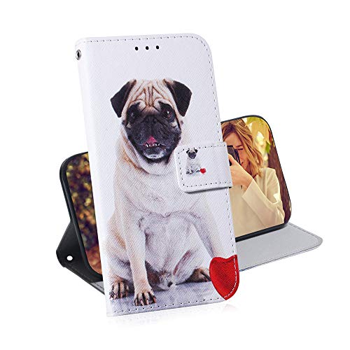 Asdsinfor Galaxy A01 Case Full Stylish Advanced Colorful Painted Wallet Case Credit Cards Slot with Stand for PU Leather Shockproof Flip Magnetic Case for Samsung Galaxy A01 Pug TX-CH