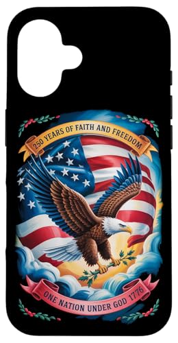 250 Years One Nation Under God ? Eagle 1776 Faith American �X�}�z�P�[�X iPhone 16 �p