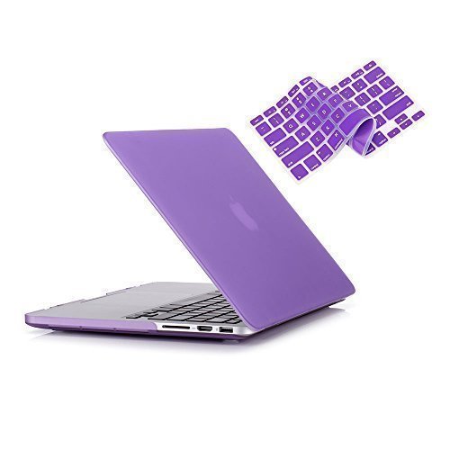 RUBAN Case For MacBook Retina Pro 15 inch A1398 (2015-2012) , Plastic Smooth Matte Hard Case Shell with TPU Keyboard Cover, Purple