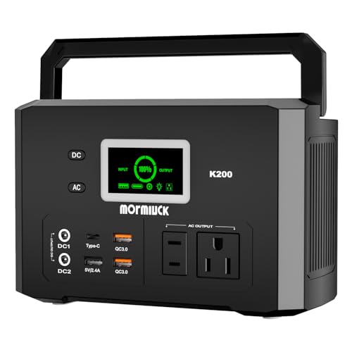 200W Portable Power Station (400W Peak), Mormluck Solar Generators with 110V AC Outlet（No Solar Panel）, 32000mAh Lithium Battery for Home Backup, Outdoor Adventures, and RV Emergencies