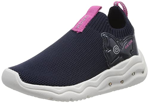 Geox J Phyper Girl, Zapatillas, Azul Marino, Fucsia, 28 EU Estrecho