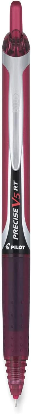 PILOT Precise V5 RT Refillable & Retractable Liquid Ink Rolling Ball Pens, Extra Fine Point (0.5mm) Burgundy Ink, 12-Pack (15137)