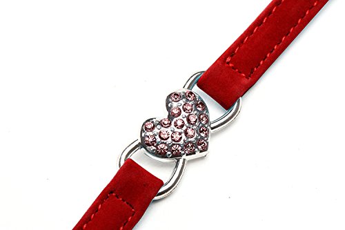 CHUKCHI Pink Soft Velvet Safe Cat Adjustable Collar with Crystal Heart Charm and Bells 8-11 Inches (Red) CHUKCHI Pink Soft Velvet Safe Cat Adjustable Collar with Crystal Heart Charm and Bells 8-11 Inches (Red)