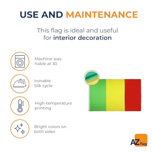 Image of AZ FLAG - Mali Flag - 3x5 Ft - Light Polyester Malian Banner with Two Brass Eyelets - Fade Resistant - Vivid Colors - 3' x 5' Feet - 150x90 Cm
