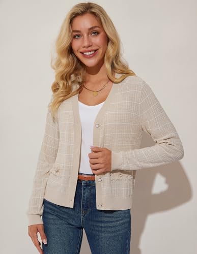 Image of Womens Summer Cardigan Sweaters Open Front Long Sleeve Lightweight Knit Cardigans L