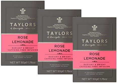 Taylors of Harrogate Rose Lemonade Tea 3 x 20 Individually Wrapped & Tagged Tea Bags