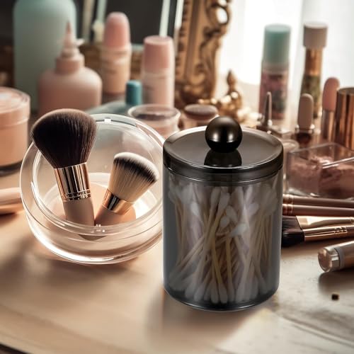 Collazoey 3 Stück Wattestäbchen Behälter, Wattepadspender, Wattepads Aufbewahrung mit Matt Edelstahldeckeln, für Wattepads Behälter Box, Zahnseidepicks, Make-up-Schwämme