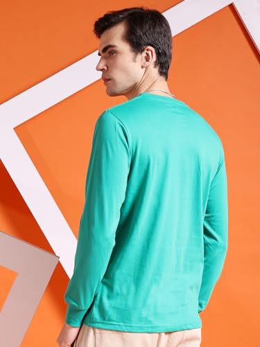 Image of The Indian Garage Co Men Cotton Slim Fit Solid V-Neck Tshirt