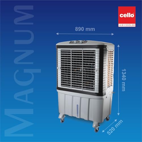 Image of CELLO Magnum 125 Litres Heavy Duty Vertical Commercial Air Cooler With 21 inch Fan | High-Density Honeycomb Cooling Pads, Auto-Fill Water Technology | Long Life Air Cooler For Indoor, Outdoor, Warehouses