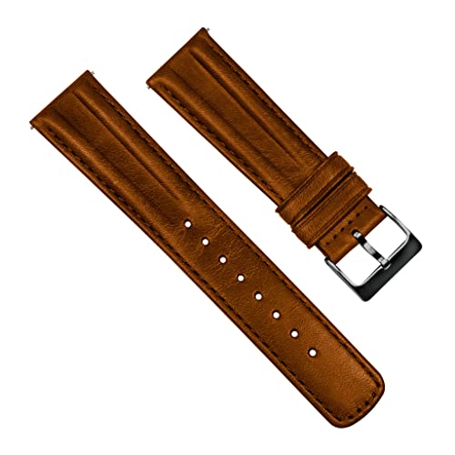 20mm Caramel Brown - BARTON Classic Horween Leather Gunmetal Buckle Watch Bands - Quick Release - Choose Strap Color & Width