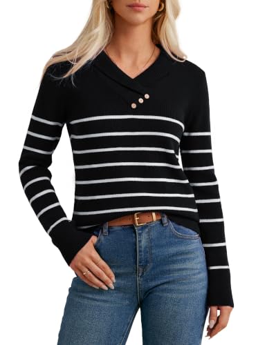Image of GRACE KARIN Women Fall Long Sleeve V Neck Collar Knit Pullover Sweaters