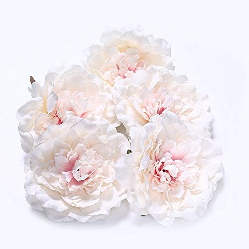 Miniatura 1 de Sunnyskar - 5 cabezas de flores de peonía decorativas de 3.9 in, flores artificiales para decoración del hogar, boda, guirnalda de manualidades,