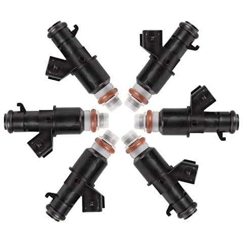 SYMOTTEC 8 Holes Fuel Injectors Set of 6 Compatible with Acura TL MDX Honda Accord Odyssey Pilot Ridgeline Replace 842-12289 16450-RCA-A01 16450 RCA A01 FJ485 Cover