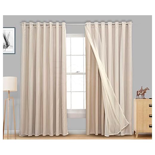 Cortina Blackout com Voil Elegante para varão Simples Ilhós Cromado - 2,80m x 2,30m - Decoração para sala e quarto