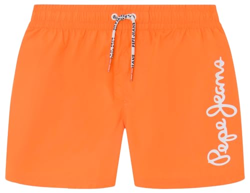Pepe Jeans Logo Swimshort, Swim Trunks Niños, Naranja (Orange), 14 años