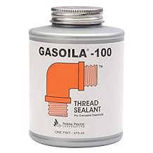 Gasoila Soft-Set Thread Sealant -50F to 450F, Black Sealant for Corrosive Chemicals, 1 Pint with Brush, Versatile Pipe Sealant for Valves, Brass, Copper, Stainless Steel, Gasoline, Acids, Alcohols