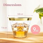 100 gobelets en plastique transparent avec bord doré - Gobelets jetables durs de 9 oz, en vrac pour vin, cocktails ou boissons pour mariages ou fêtes - Verres à vin - Verres à cocktail