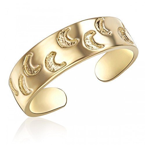 10K Yellow Gold Moon Toe Ring, Stylish 10K Yellow Gold Toe Ring, Real 10K Yellow Gold Toe Ring, 10K Genuine Yellow Gold Toe Ring, One Size Fits All Yellow Gold Moon Toe Ring
