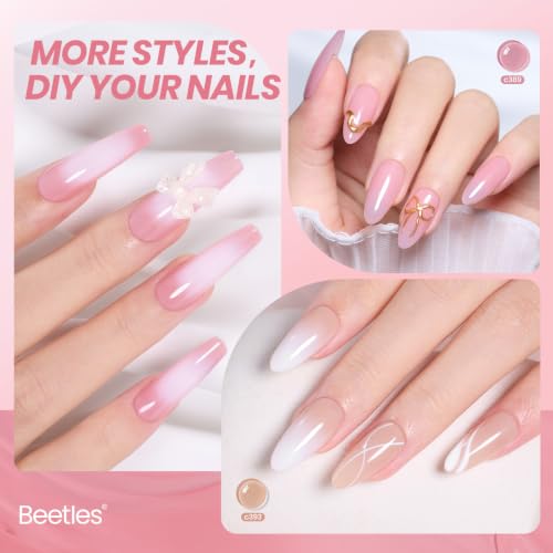 Image of Beetles Nude Gel Nail Polish Set, 6 Colors Nude Pink Jelly Gel Polish Kit